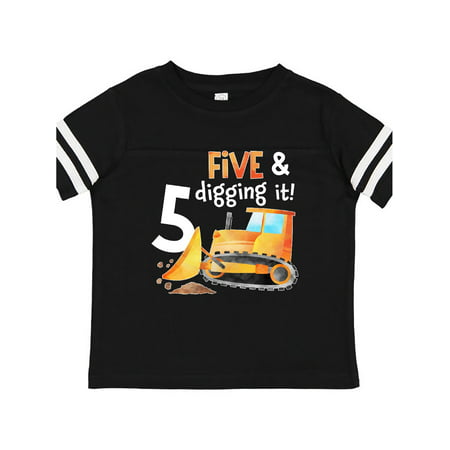 

Inktastic Five and Digging It Bulldozer 5th Birthday Gift Toddler Boy or Toddler Girl T-Shirt