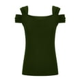 thumbnail image 7 of CLOISE Blouses for Women Dressy Casual Short Sleeve Tee Summer Loose Shirts Fashion Elegant Breathable V Neck Tops Solid Off-Shoulder Sleeves Comfortable Tunic T Shirts Green M, 7 of 7