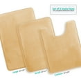 thumbnail image 3 of Set of 3 Clara Clark Bath Mat Bathroom Rug - Absorbent Memory Foam Bath Rugs - Non-Slip, Thick, Cozy Velvet Feel Microfiber Bathrug - Cream - Large 20"x32" - Small 17"x24" - Contour 24"x20", 3 of 6