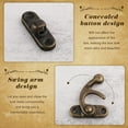 thumbnail image 6 of 12Pcs Jewelry Box Decorative Latch Lock Jewelry Wooden Box Hasp Latch Hook - Right Latch Buckle - Wooden Jewelry Box Right Latch Horn Lock Padlock With Screws - Green bronze, 6 of 6