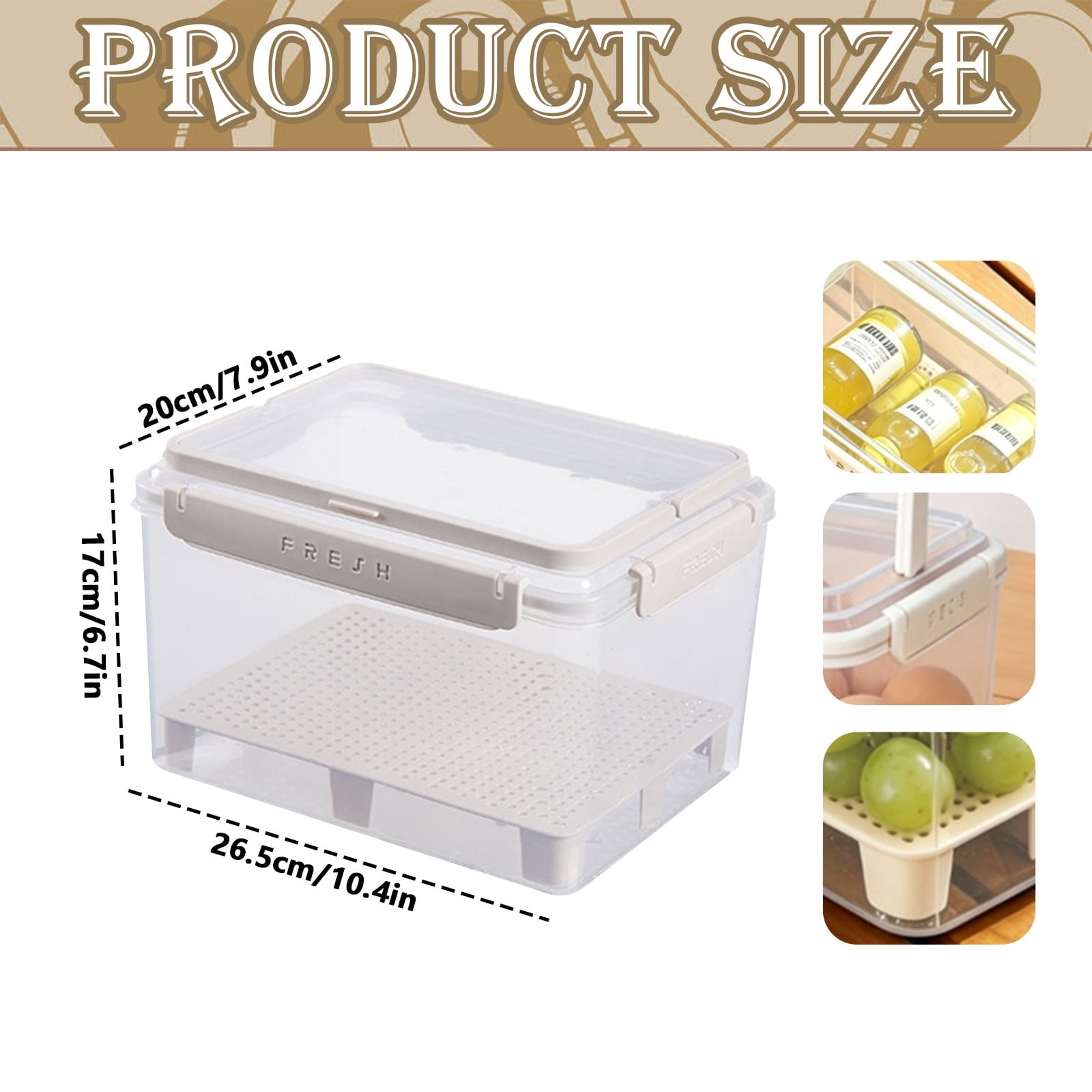 Leak-Proof Double Layer Drain Food Container with Handle, Large Capacity Airtight Storage Box for Fridge Picnic Meat Vegetable Fresh Preservation, 6L