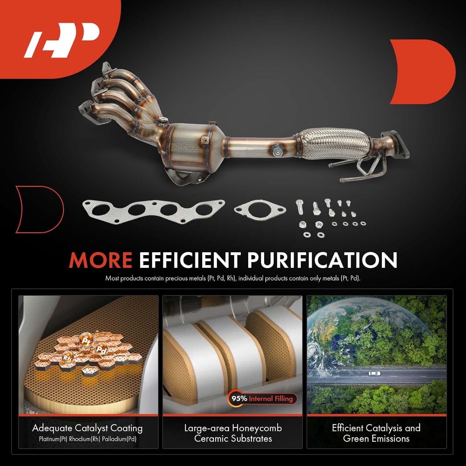 A-Premium Front Exhaust Manifold Catalytic Converter Kit Direct-Fit Compatible with Ford Focus 2012-2018 2.0L, EPA Compliant