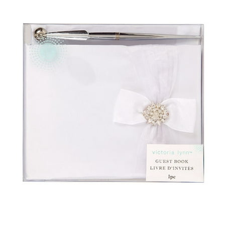 Victoria Lynn Wedding Guest Book Set: White Book w/Accent Bow and (Best Wedding Guest Outfits)