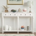 thumbnail image 2 of GZXS White Entry Table, Modern Farmhouse Wooden Console Table with Four Drawers and Open Shelf, Accent Sofa Table for Living Room - 59.8"L x 11"W x 34"H, 2 of 8