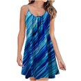 thumbnail image 1 of Robe d'Été Sans Manches pour Femme, Mini Robe de Plage, Bretelles Spaghetti Ajustables, Robe Ample Plissée, Robe Soleil Bohème à Imprimé, 1 of 5