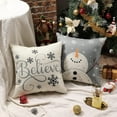 thumbnail image 5 of Gray Christmas Pillow Covers 20x20 Set of 4 for Christmas Decorations Merry Christmas Tree Believe Snowflake Winter Holiday Decor Throw Cushion Case for Home Couch, 5 of 6