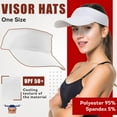 thumbnail image 2 of White Sun Visor Hats for Men and Women, Stretchable Elastic Band, One Size, 2 of 8