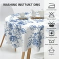 thumbnail image 2 of Blue White Floral Round Tablecloth 60 Inch Vintage Flower Table Cloth Elegant Rustic Polyester Table Cover Decorative for Indoor Outdoor Kitchen Dining Party, 2 of 6