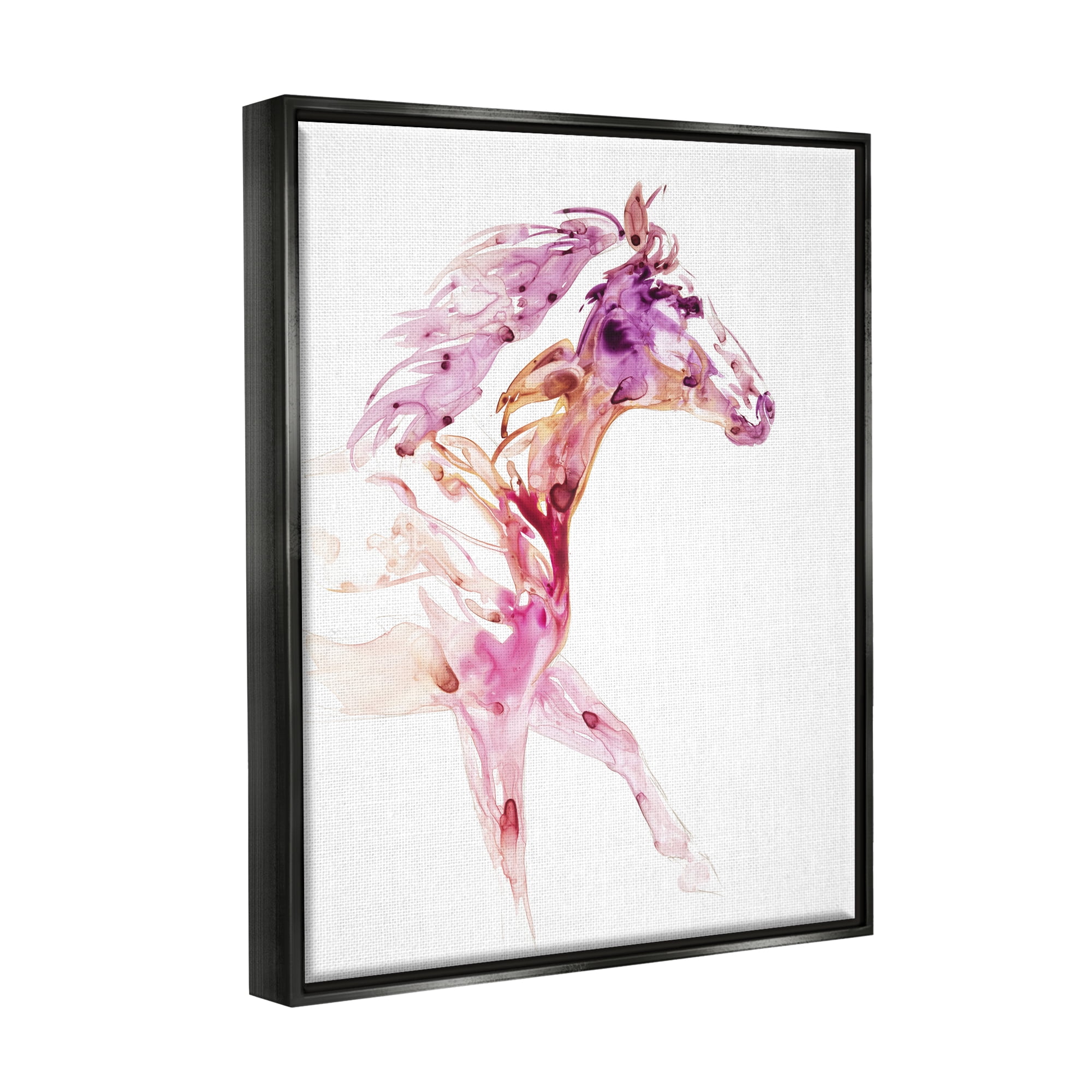 Stupell Abstract Pink Horse Galloping Animals & Insects Painting Black Floater Framed Art Print Wall Art