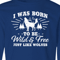 thumbnail image 4 of Inktastic I was Born to be Wild and Free with Wolf and Mountains Long Sleeve Youth T-Shirt, 4 of 5