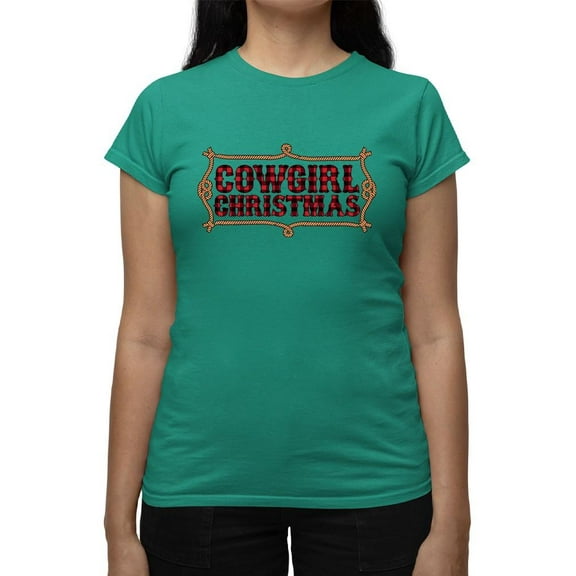 Cowgirl Christmas Plaid Tee T-shirt Women's