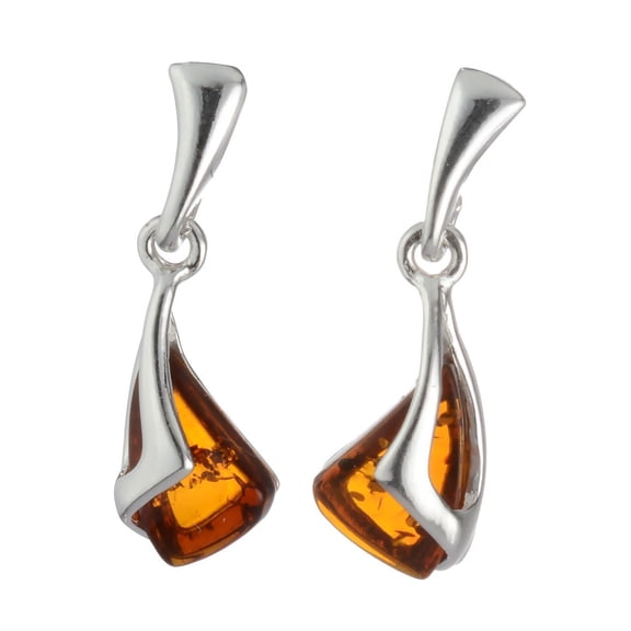 Sterling Silver and Baltic Honey Amber Earrings "Emilia"