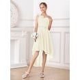 thumbnail image 5 of vastwit Kids High Low Flower Girl Dress One Shoulder Ruched Chiffon Bridesmaid Wedding Party Gown Champagne 6, 5 of 7