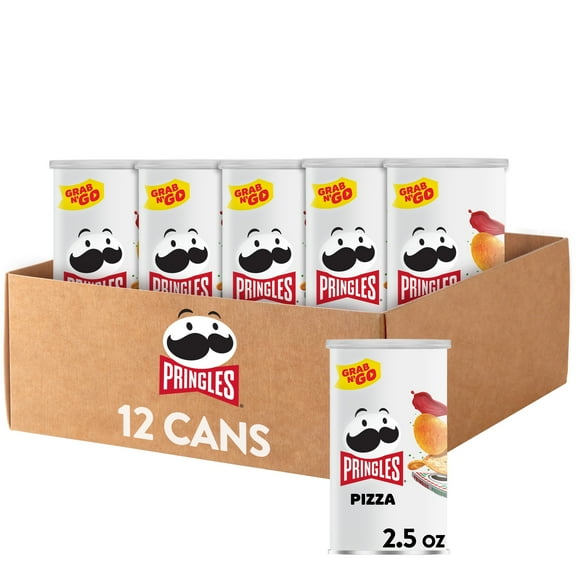 Pringles Potato Crisps Chips, Grab N' Go Cans, Pizza, 2.5oz Cans (Pack of 12)