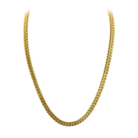 LoveBling 10k Yellow Gold 5mm Plain Hollow Franco Chain Necklace with Lobster Lock (22")