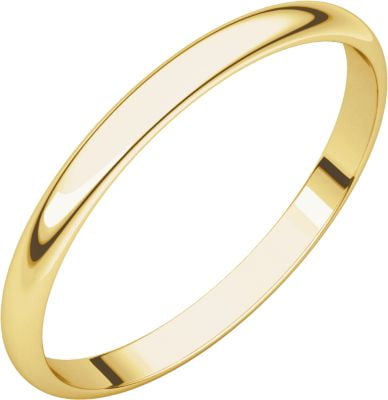 14K Yellow Gold 2mm Lightweight Comfort Fit Band Ring