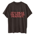 thumbnail image 6 of Fesfesfes Women's Gothic Tops Casual Short Sleeve Tops for Women Punk Tops IT'S OKAY TO NOT BE PERFECT Letter Print Loose Crewneck Unisex Tops, 6 of 6