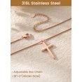 thumbnail image 6 of KeyStyle Rose Gold Plated Cross Necklace for Women Large Cross Pendant Stainless Steel Chain Religious Christian Jewelry Faith Gift, 6 of 10
