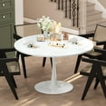 thumbnail image 3 of Cvortll Round Dining Table, 42 inch Tulip Table Pedestal Dining Table, Round Pedestal Table for Mid-Century End Table Coffee Office Living Room Table, White, 3 of 15
