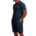 thumbnail image 4 of CIENVNSTG Mens Sets 2 Piece Outfits Polo Shirt Short Sleeve Beach Shorts Set Summer Loose Streetwear Sport Basic Fashion Clothing Set Blue S, 4 of 7