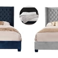 thumbnail image 6 of Nathaniel Home, Queen Beds, Upholstered Platform Bed Frame, Low Profile Deep Button Tufting Bed Frames, with Diamond Nailhead Trim Wingback Headboard, Blue, 6 of 7