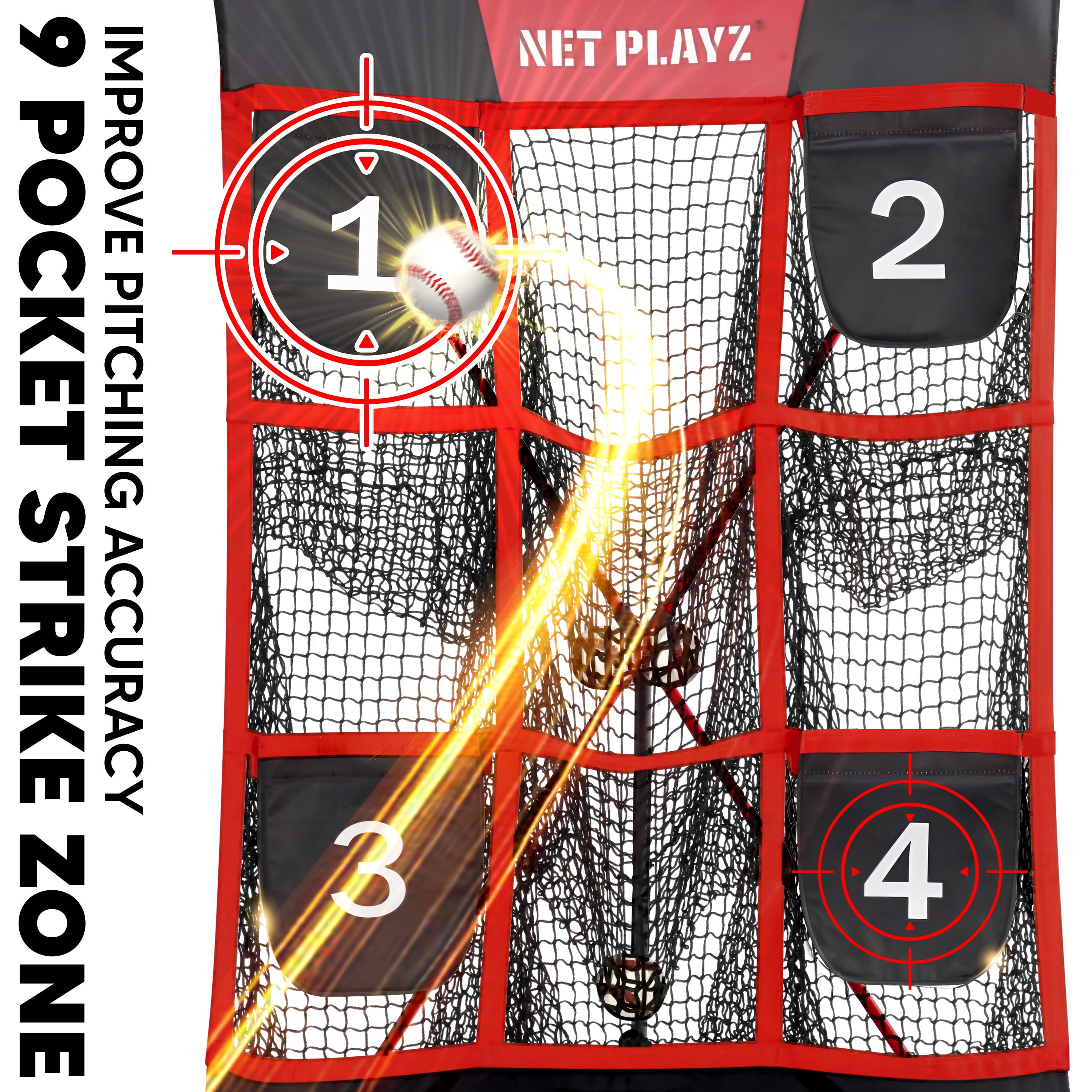 Baseball Net - Pitching Target Net, 9 Pocket Strike Zone | Pitcher Training Equipment /Softball Self-Train Practice Net