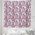 thumbnail image 1 of Geometric Tapestry, Sixties Inspired Wavy Lines Vibrant Image Curved Stripes Funky Pattern, Fabric Wall Hanging Decor for Bedroom Living Room Dorm, 5 Sizes, Hot Pink White Black, by Ambesonne, 1 of 1