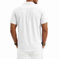 thumbnail image 3 of Domzest Men's Short Sleeve Button Down Shirt Casual Textured Cuban Collar Shirts with Chest Pocket White XL, 3 of 3