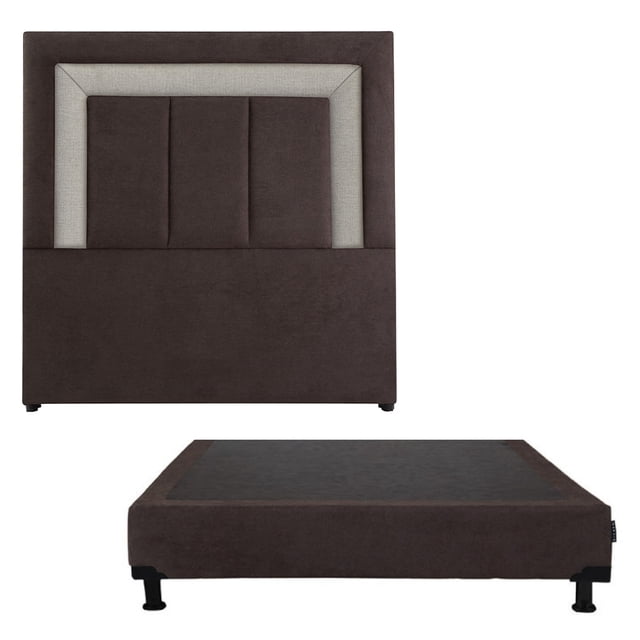 Box Base Cama Matrimonial + Cabecera Bora Chocolate
