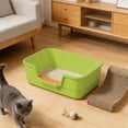 thumbnail image 5 of Feledorashia Semi-Enclosed Cat Litter Box, Open Breathable Design, Odor-Free Large Space Anti-Splash Cat Toilet, Pet Supplies, Green, 5 of 6