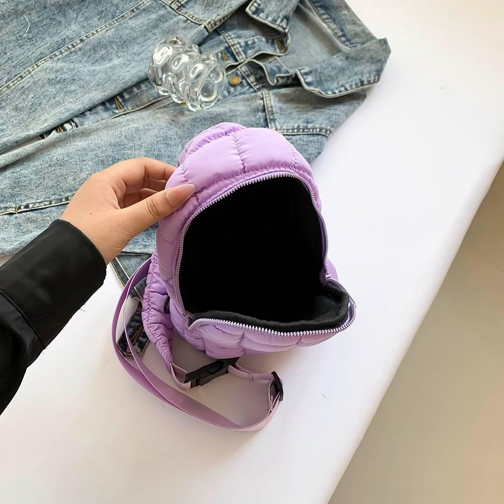 HMSHA Sling Bag Puffy Crossbody Purse for Women Fanny Pack Chest Bag Puffy Waist Bag