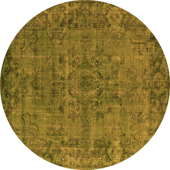 Ahgly Company Indoor Round Oriental Orange Industrial Area Rugs, 8' Round