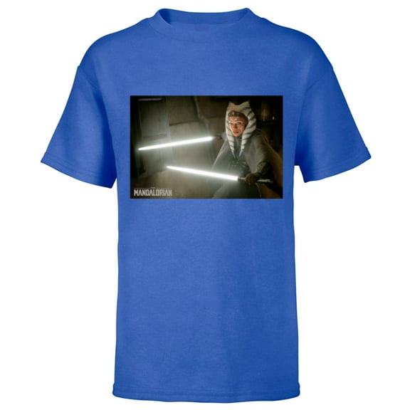 Star Wars The Mandalorian Ahsoka Tano Lightsaber Battle - Short Sleeve T-Shirt for Kids - Customized-Royal