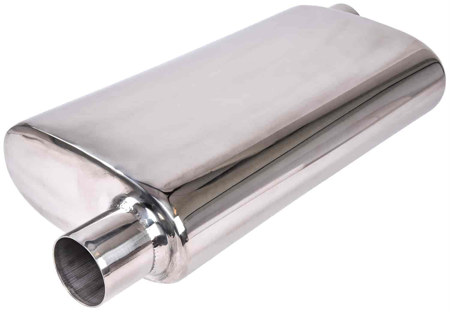 JEGS 30347 Turbo Muffler 2 1/4 in. Offset/Offset Reversible 4 in. H x