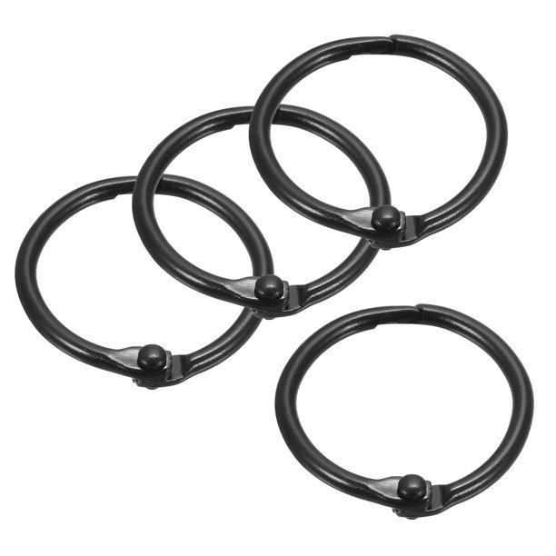 Anillos de encuadernación de hojas sueltas Uxcell, anillo de libro de metal de 30mm/ 1.18", negro, paquete de 4