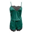 thumbnail image 3 of iHPH7 Womens Pjs Sets Women's Silk Satin Pajamas Sets Lace Trim Cami Tops Shorts Sleepwear 2 Piece Lounge Set Women Green XXL, 3 of 4