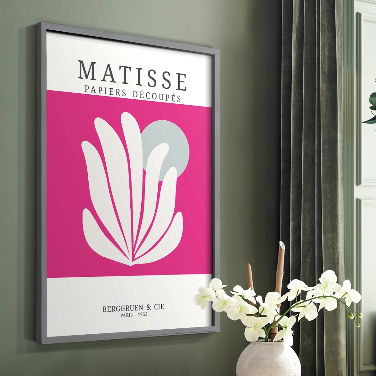 Matisse CDXXII in Gray Solid Wood Framed Print No Nail Hanging