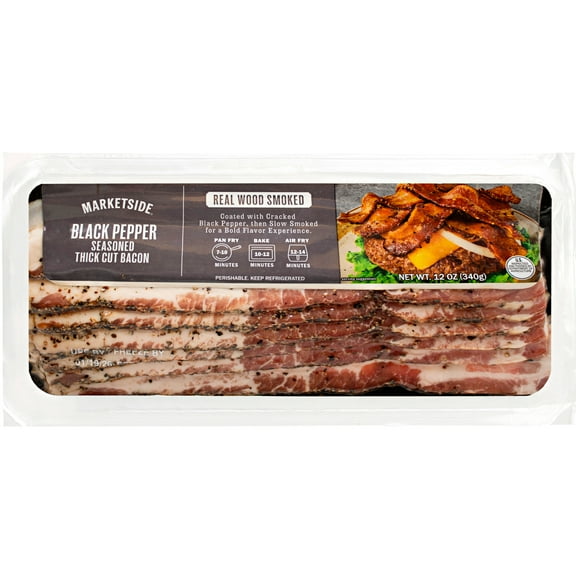 Marketside Black Pepper Seasoned Thick Cut Bacon, 12oz