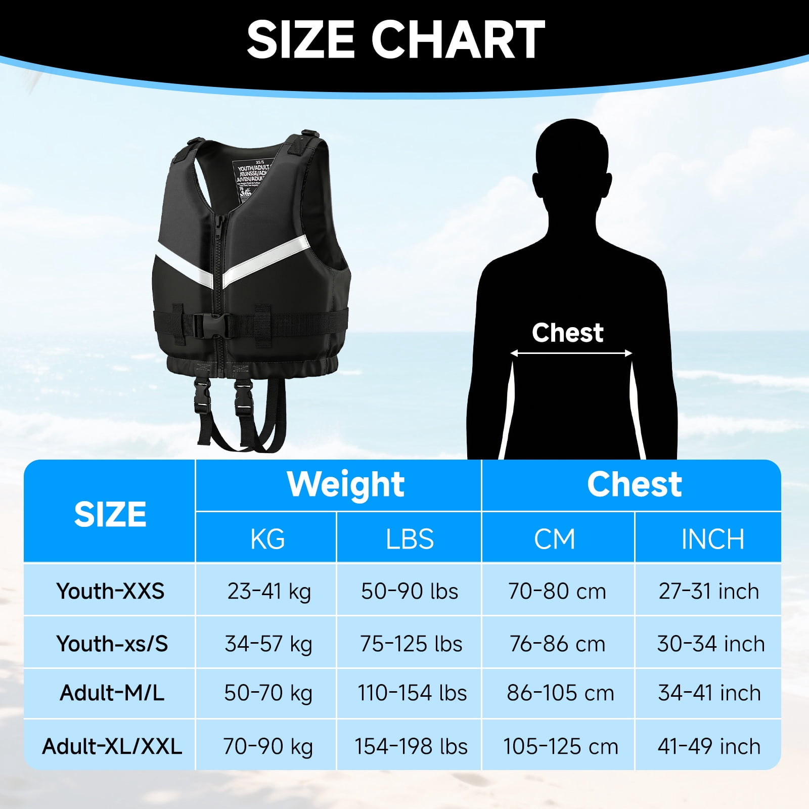 Kids Swim Vest Life Jacket Youth,Adjustable Flotation Buoyancy Swimsuit Trainer Vests,Swimming Aid Jacket for Boys Girls,Fit for 50-125 lbs