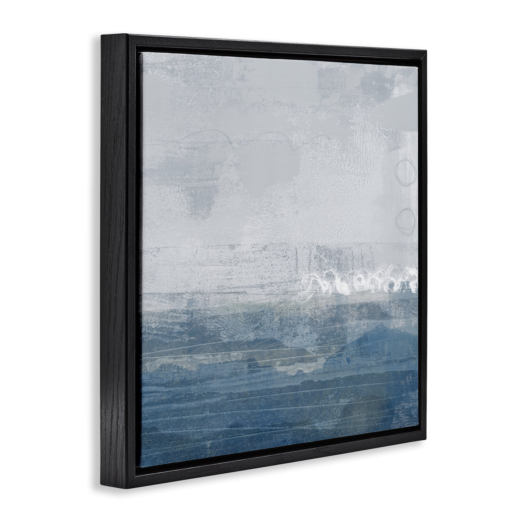 Stupell Industries Ocean Tide Abstract Black Framed Floater Canvas Wall Art, design by Dan Meneely