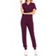 thumbnail image 1 of Conjunto médico moderno de color sólido para mujer, blusas, pantalones, traje liso elástico de trabajo de manga corta, 1 of 2