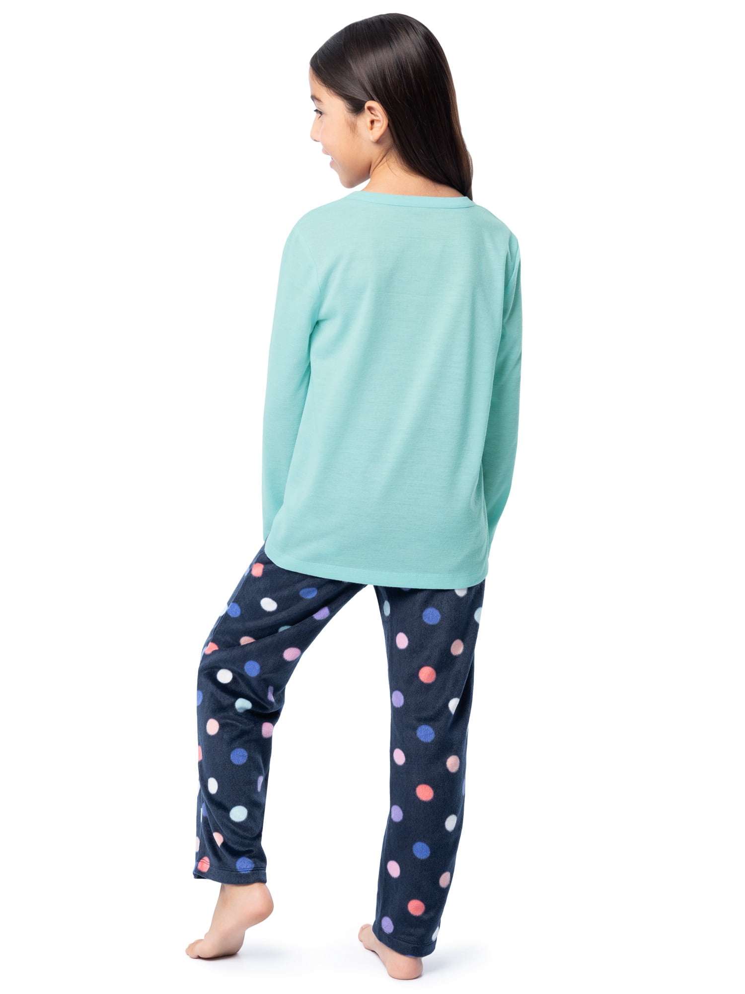 Fruit of the Loom Girl's Long Sleeve Fleece Pajama Set, 2-Piece, Sizes 4-16