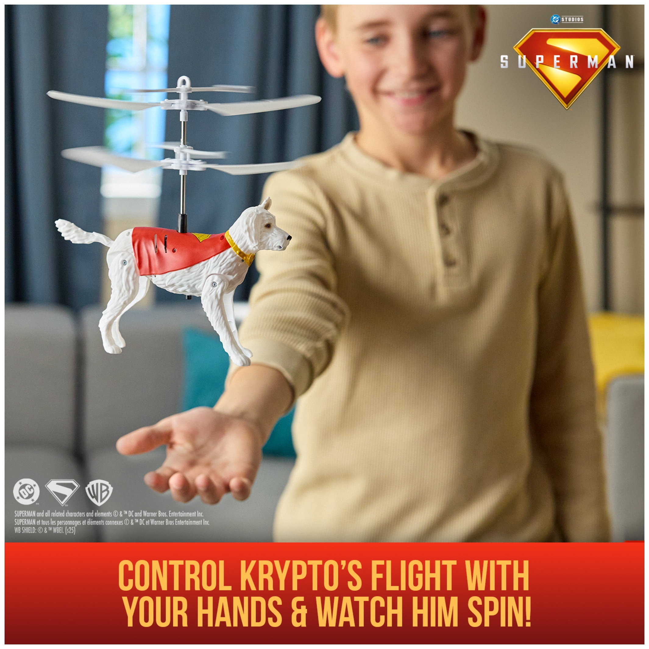 DC Comics SUPERMAN up in the Sky! Flying Krypto, 7.5-Inch Hovering Superdog, for Ages 4 and up
