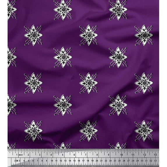 Soimoi Rayon Fabric Floral Block Print Sewing Fabric Yard 42 Inch Wide