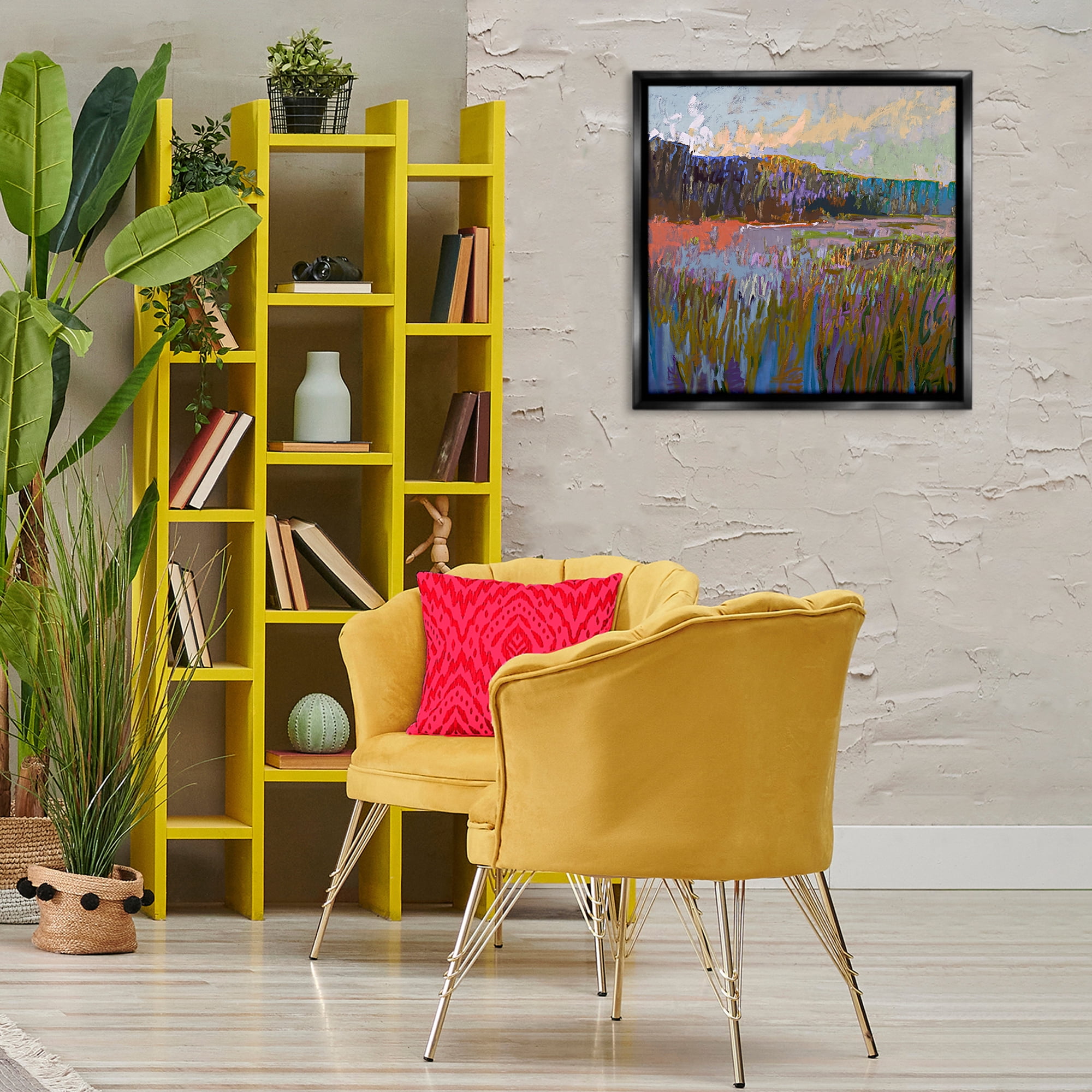 Stupell Industries Streaked Abstract Landscape Landscape & Nature Painting Black Floater Framed Canvas Art Print Wall Art, 25 x 25