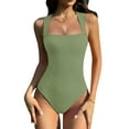 thumbnail image 2 of Women's Sexy Ribbed Strappy Square Neck Sleeveless Tank Tops Bodysuits, Perfect for Street, Party, Club and Daily Wear, 2 of 4