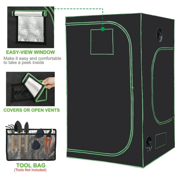 Wubio 4x4 Grow Tent Hydroponic Grow Tent Kit w/Observation Window Floor Tray 48x48x80"