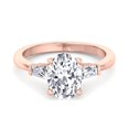 thumbnail image 2 of Malta - Moissanite Oval Cut Lab Diamond Engagement Ring with Tapered Baguette Side Stones, 2 of 4
