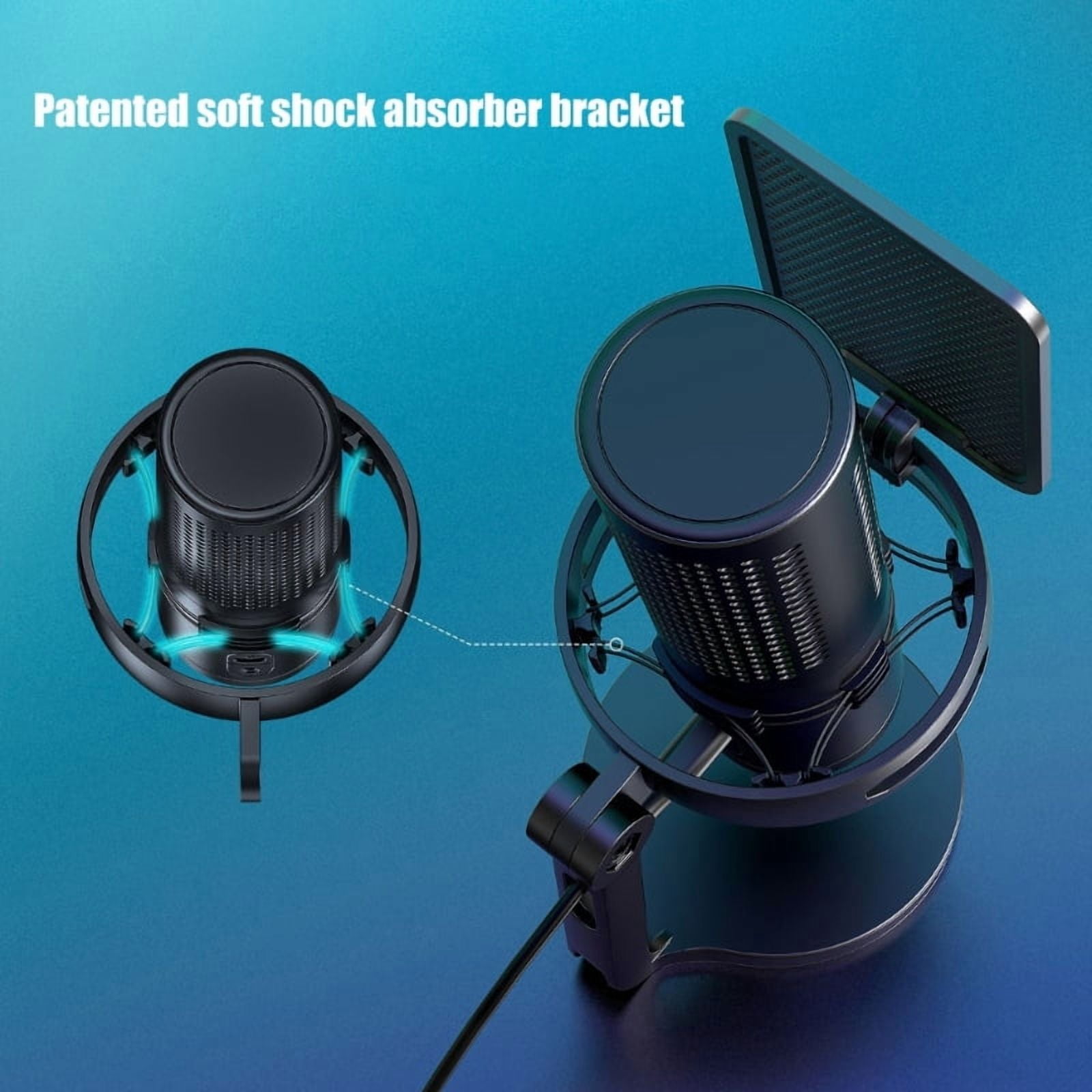 Desktop USB Mic With Color Lights and Quiet Button Condenser Microphone Adjust Sound For Record For Multiple Devices