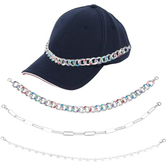 3 Pcs Trucker Hat Chains Cowgirl Cap Accessories Kit Hat Brim Chain for Baseball Caps Metal Detachable Accessories for Hiking Baseball Training Outdoor Sports Unisex 11.02/11.14/11.42 in diy